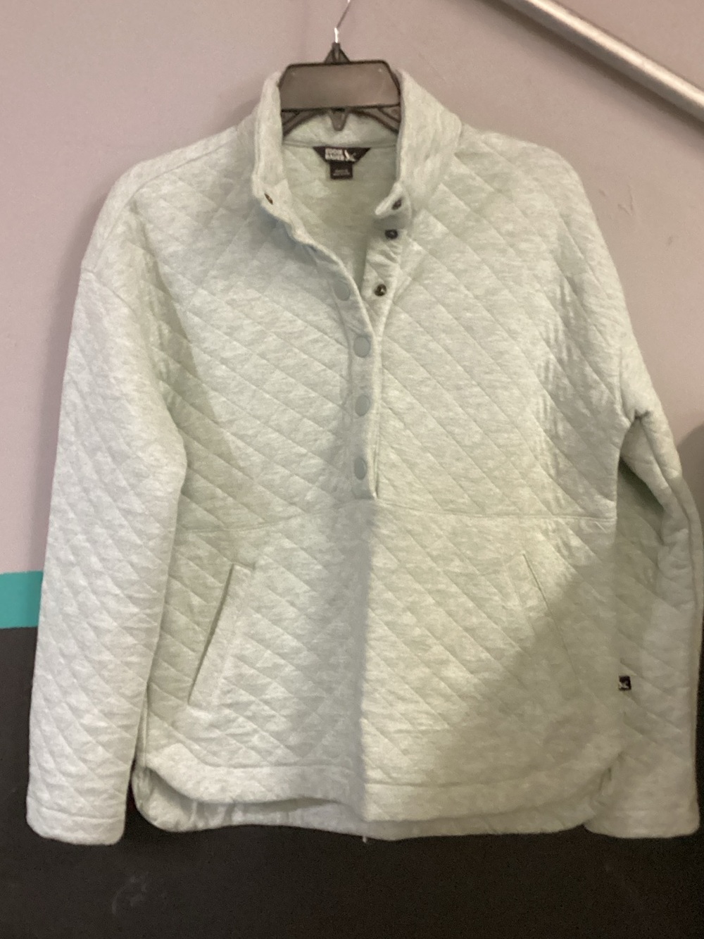 Eddie Bauer Mint Quilted Snap-Placket Pullover